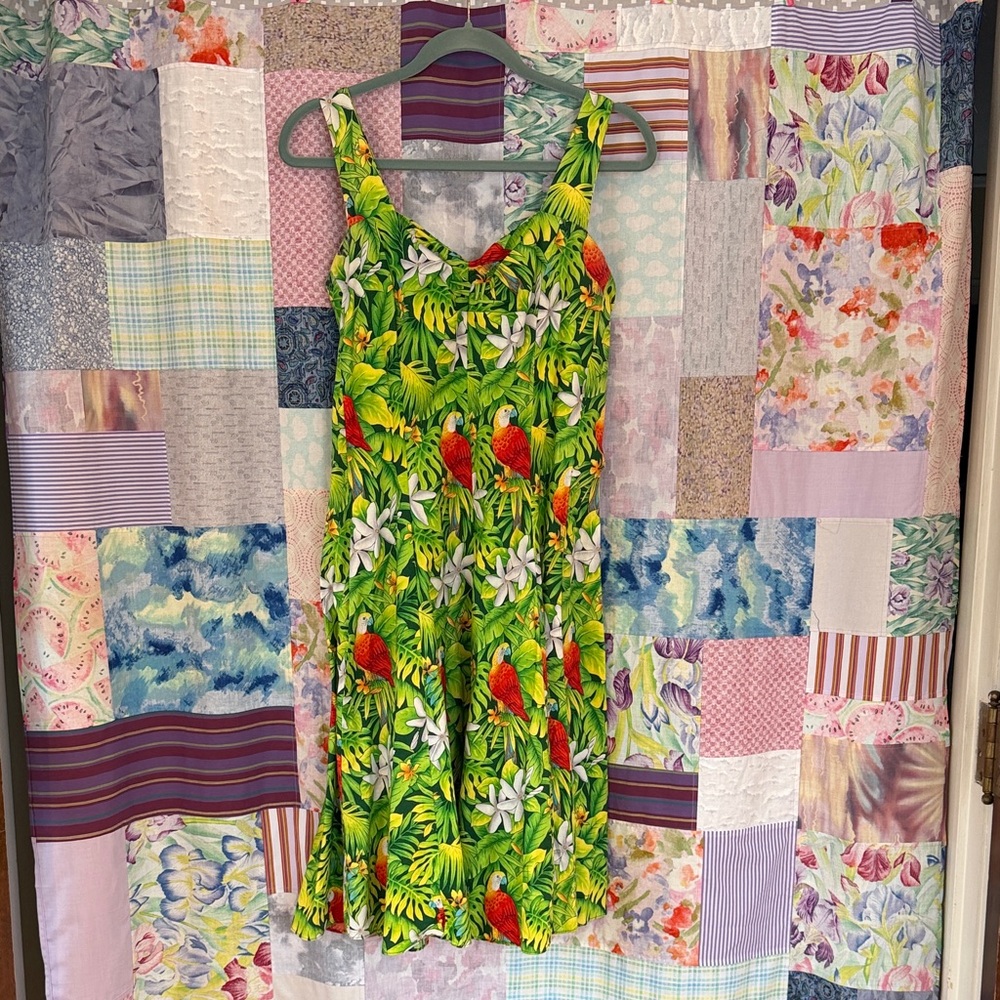 Vintage Tropical Print Sleeveless Dress Hana Fashion